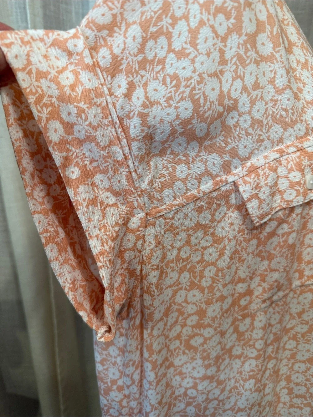 NWT-Lost + Wander Floral Button Front Mini Shirt Dress XS/S NWT Peach Whte Rayon - Picture 4 of 13